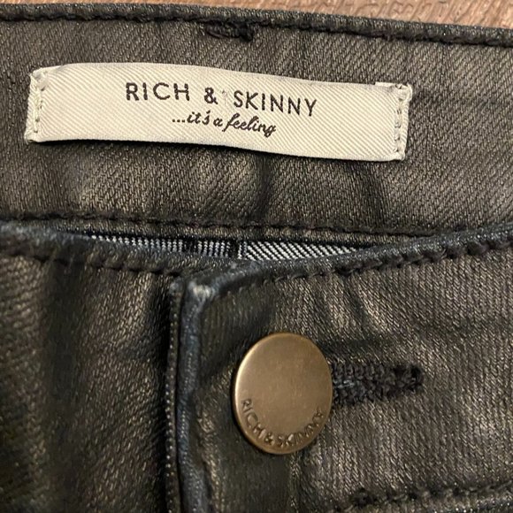 Rich + Skinny Black Waxed Jeans - Size 27 - Picture 4 of 7